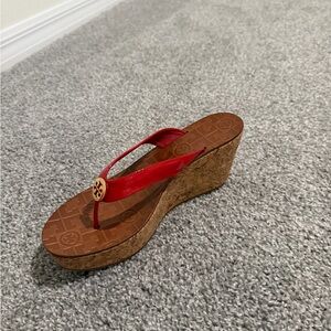 Tory Burch Red Cork Wedge Sandals